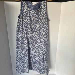 J Jill Dress Womens XS Extra Small Petite Blue White Flowers Sleeveless Pockets